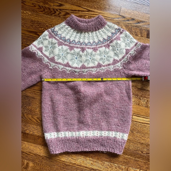 Hand-Knit Nordic Wool Sweater Danish Fair Isle Icelandic Scandinavian Pullover - Picture 9 of 10